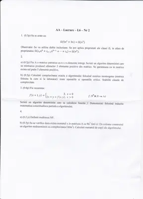 Analiza Algoritmilor · 2012 · Parțial, imaginea 1