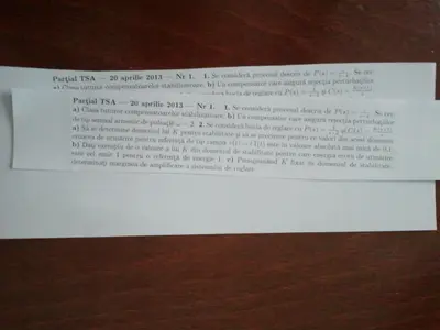 Teoria Sistemelor · 2013 · Parțial, imaginea 1