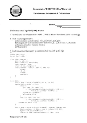 Structuri de date si algoritmi · 2014 · Sesiune, imaginea 9